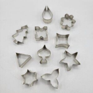 Aluminum Canape Cookie Cutter Set of 10 in Tin Box Made in Italy